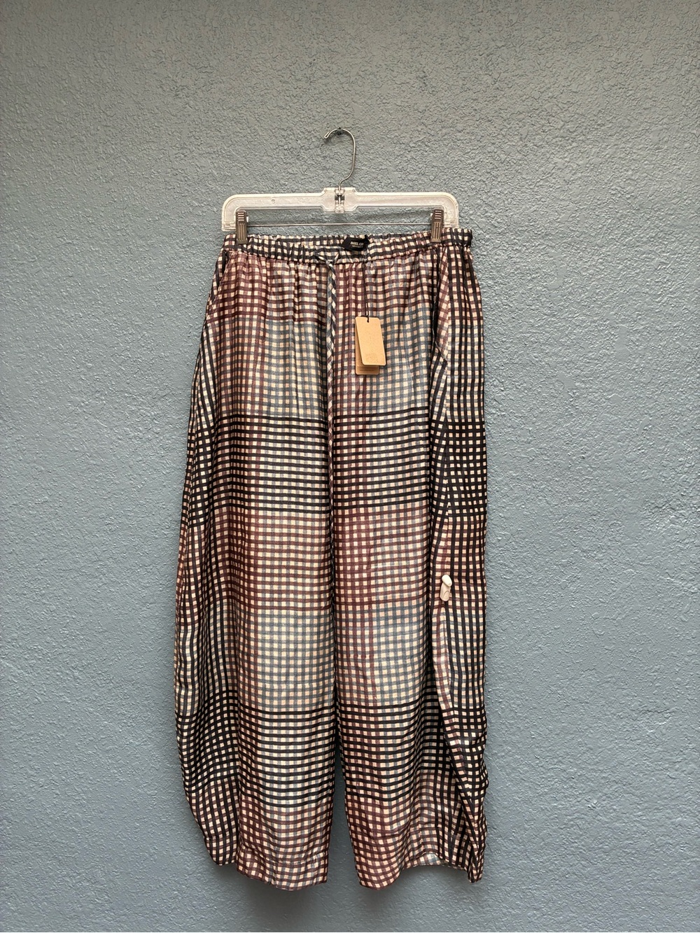 Rachel Comey NWT Silk Ashbolt Pants w/ Juniper Check